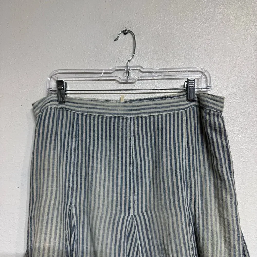 Free People Blue Summer Stripe Candace Midi Skirt Sz M